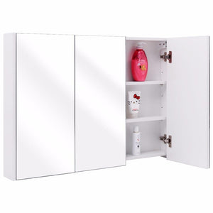 Modern Wide Wall Mount Bathroom Cabinet with 3 Mirror Door