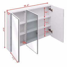 Modern Wide Wall Mount Bathroom Cabinet with 3 Mirror Door