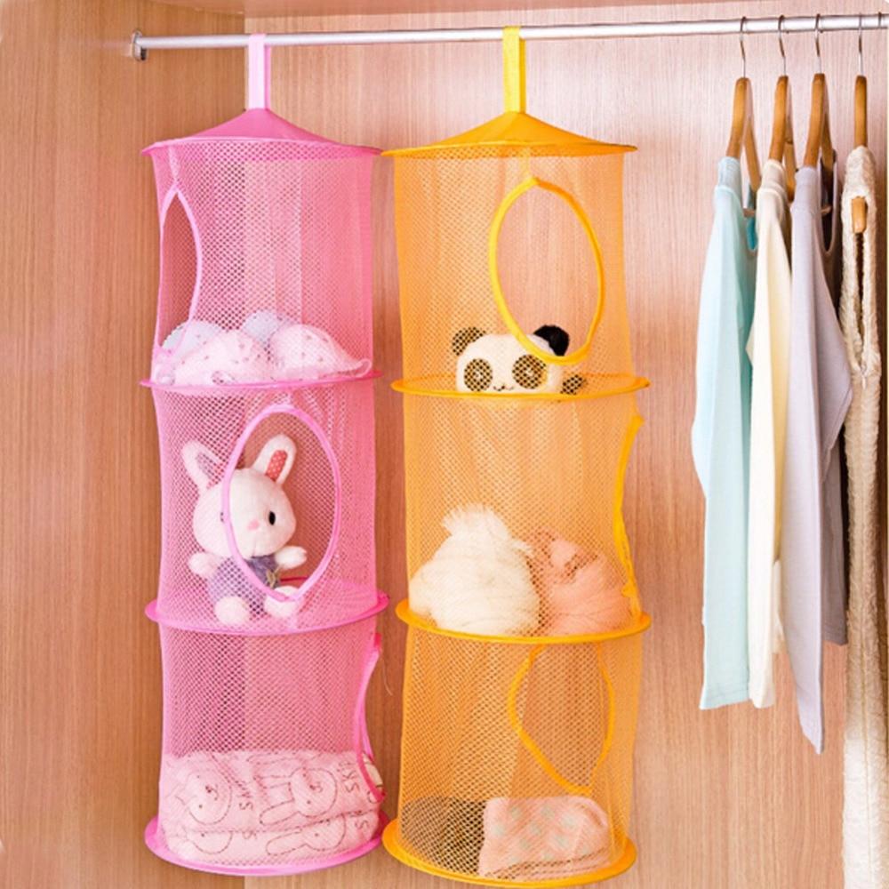 Hanging Storage Net Kids Toy Organizer with 3 Shelfs