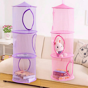 Hanging Storage Net Kids Toy Organizer with 3 Shelfs