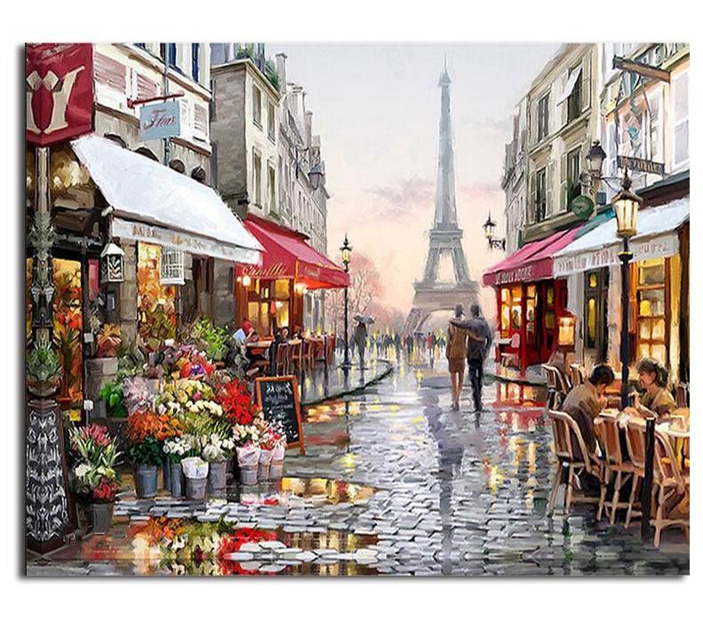 DIY Paint By Numbers - Love At Paris Eiffel Tower Home Decor Painting