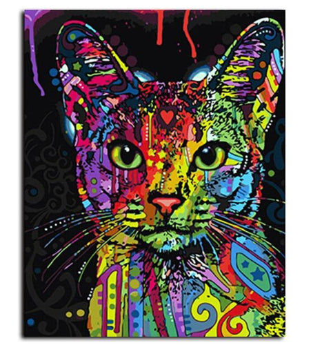 Abstract Cat Wall Art - DIY Paint By Numbers