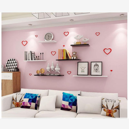 3 Pieces Modern Minimalist Partition Book Wall Shelf Living Bedroom Hanging Wooden Storage