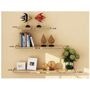 3 Pieces Modern Minimalist Partition Book Wall Shelf Living Bedroom Hanging Wooden Storage