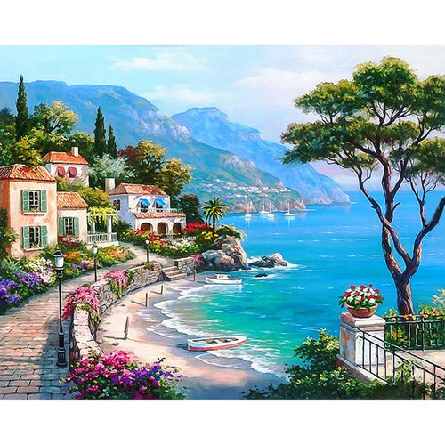 3D DIY Home Decor Embroidery Diamond Painting - Rhinestone Paintings Seaside Villa