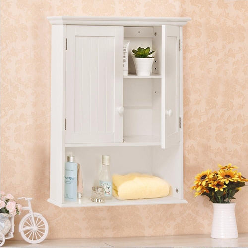 Wall Mount Bathroom Cabinet Modern Storage Organizer White Wood Shelf Cabinets HW53984