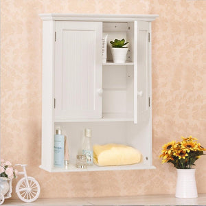 Wall Mount Bathroom Cabinet Modern Storage Organizer White Wood Shelf Cabinets HW53984