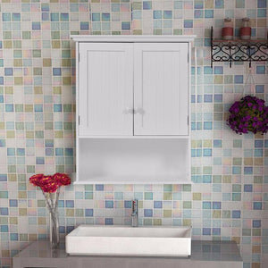 Wall Mount Bathroom Cabinet Modern Storage Organizer White Wood Shelf Cabinets HW53984