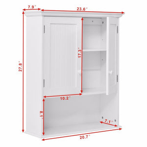 Wall Mount Bathroom Cabinet Modern Storage Organizer White Wood Shelf Cabinets HW53984