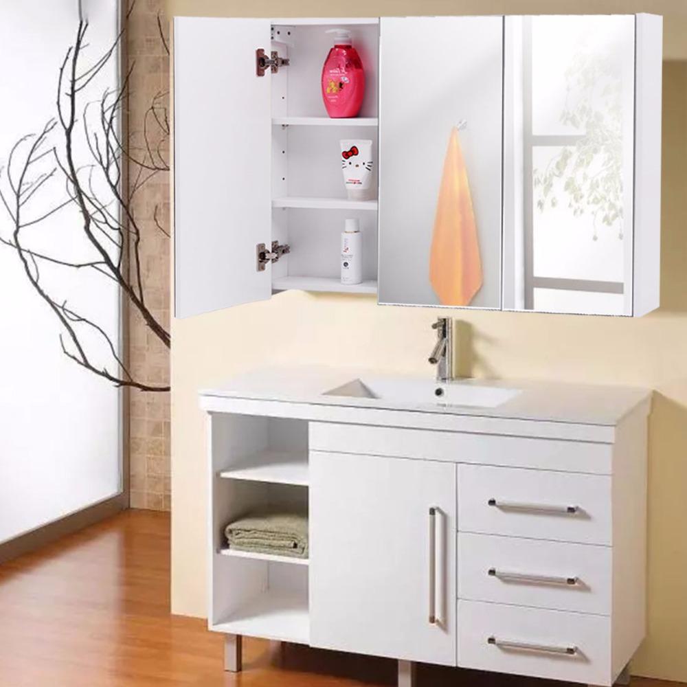 Modern Wide Wall Mount Bathroom Cabinet with 3 Mirror Door