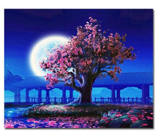DIY Paint By Numbers - Scenic Moon shadowed by Tree Home Decor