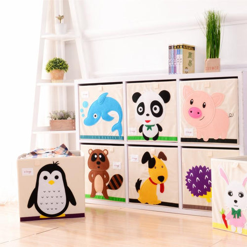 3D Embroider Cartoon Animal Home Storage bin organizer - Foldable Storage Box for kids Toys Sorting