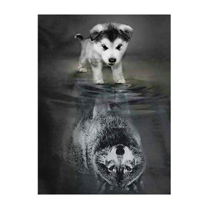5D DIY Home Decor Diamond Painting - Dog To Wolf Mosaic Cross Stitch Kit